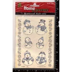 48-0635 WINTERY FRIENDS Provo Craft SNOWMAN Rub-on Transfer Stickers BY M COLE